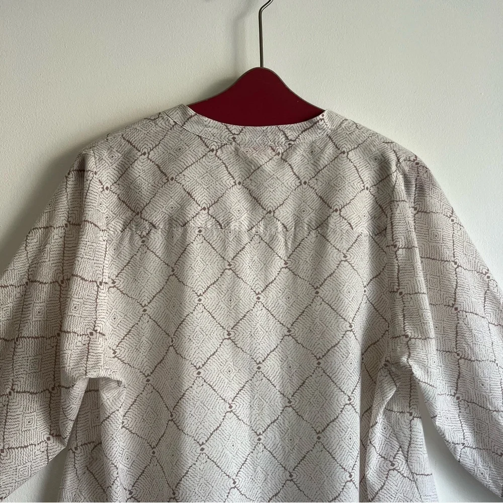 Oliphant Cotton Voile Tunic Top in Trellis Print